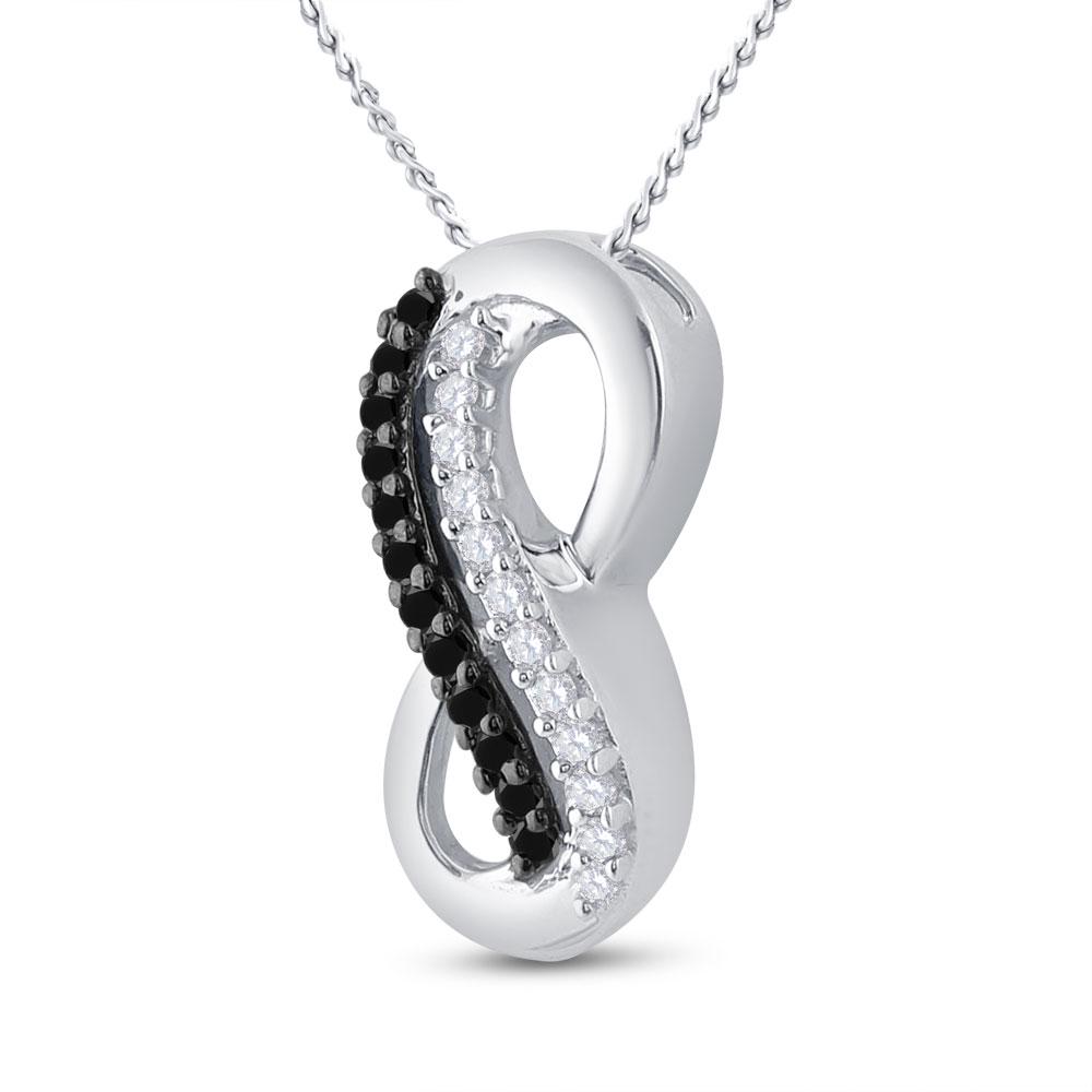10kt Yellow Gold Womens Round Black Color Enhanced Diamond Vertical Infinity Pendant 1/12 Cttw 10kt Yellow Gold Womens Round Black Color Enhanced Diamond Vertical Infinity Pendant 1/12 Cttw